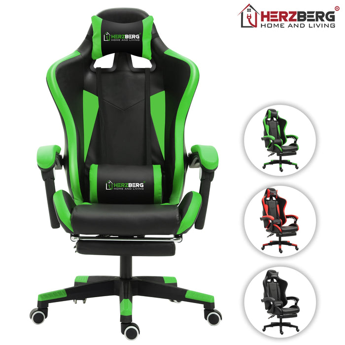 Herzberg HG - 8080: Ergonomische gamestoel in racewagenstijl, zwart - Bivakshop