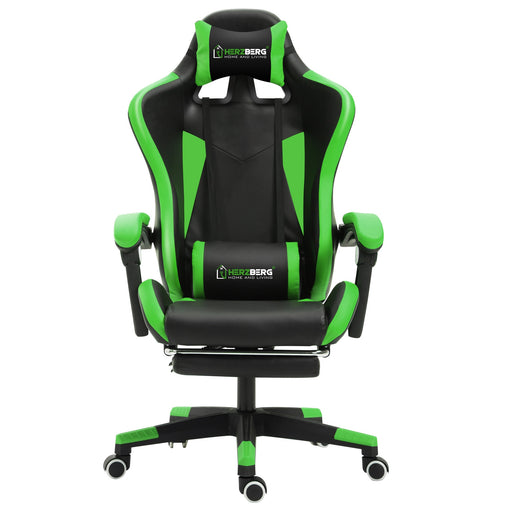 Herzberg HG - 8080: Ergonomische gamingstoel in racewagenstijl Groen - Bivakshop