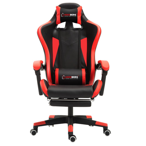 Herzberg HG - 8080: Ergonomische gamingstoel in racewagenstijl Rood - Bivakshop