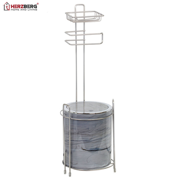Herzberg HG - KB755: WC - standaard met vuilnisbak en toiletpapierhouder - Bivakshop