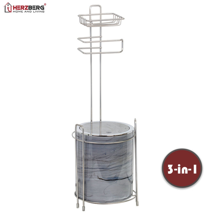 Herzberg HG - KB755: WC - standaard met vuilnisbak en toiletpapierhouder - Bivakshop