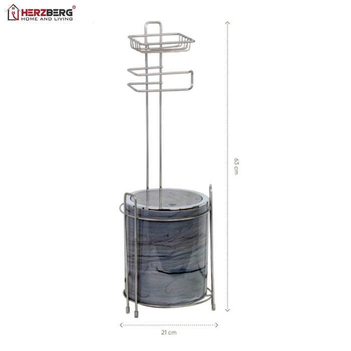 Herzberg HG - KB755: WC - standaard met vuilnisbak en toiletpapierhouder - Bivakshop