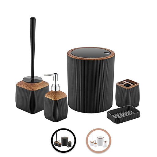 Herzberg HG - OKY5013: 5 - delige badkamerset - Houtaccent wit - Bivakshop
