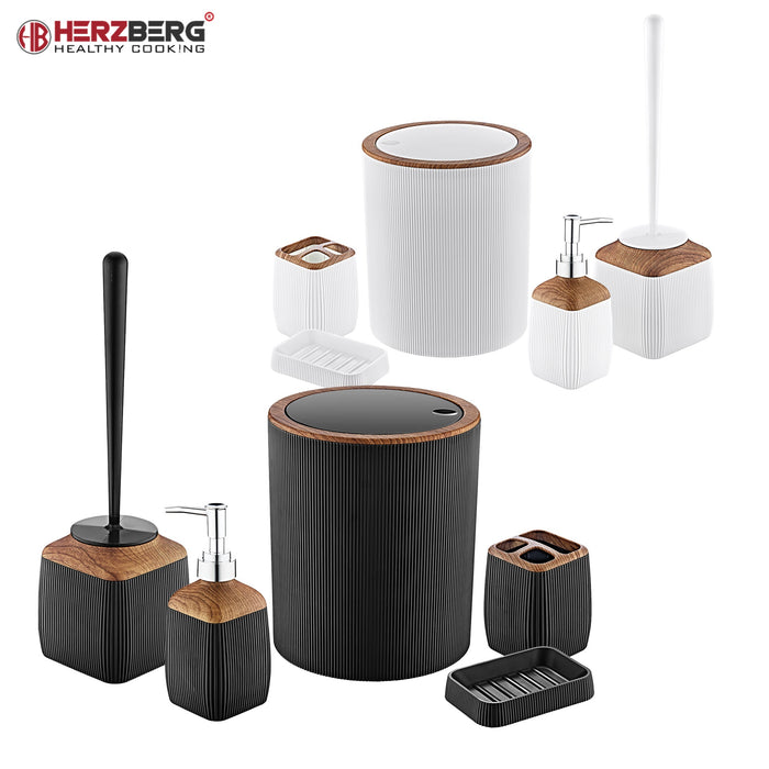 Herzberg HG - OKY5013: 5 - delige badkamerset - Houtaccent wit - Bivakshop