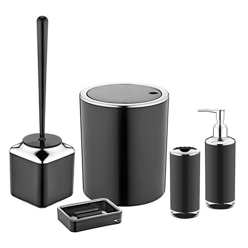 Herzberg HG - OKY6321: 5 - delige badkamerset - dubbellaags, kleur zwart - Bivakshop