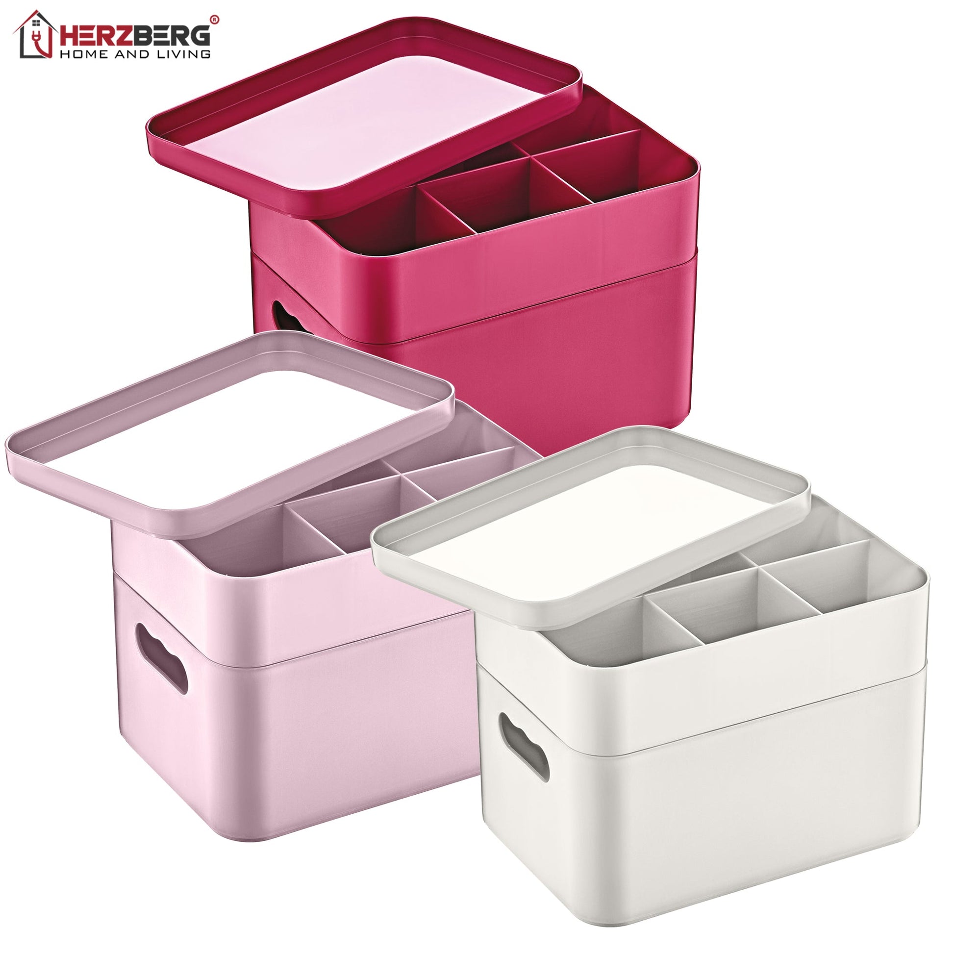 Herzberg HG-OKY676: 2-laags multifunctionele opbergdoos grijs - Bivakshop