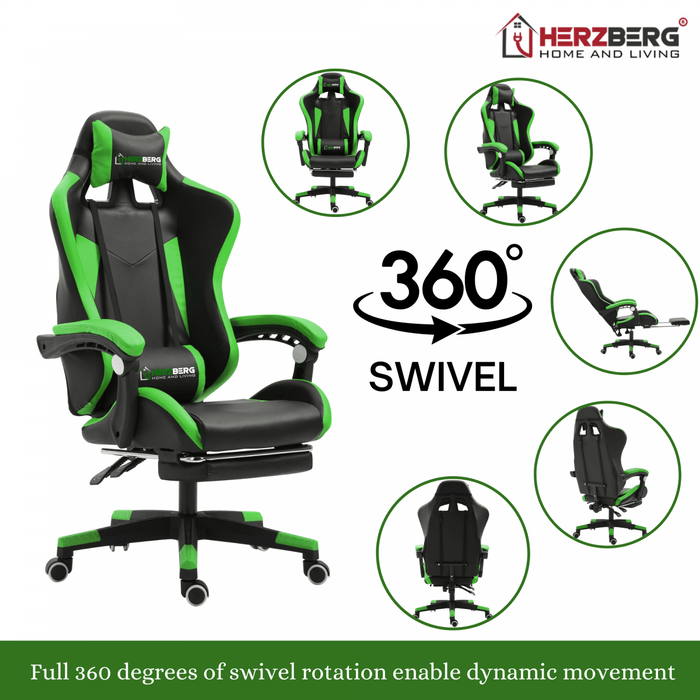 Herzberg Racing Car Style Ergonomische gamingstoel Zwart - Bivakshop