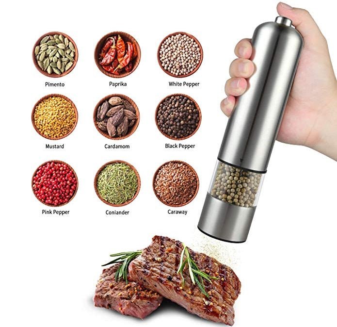 Herzberg RVS Peper/zout molen - LED lichtindicator - Bivakshop