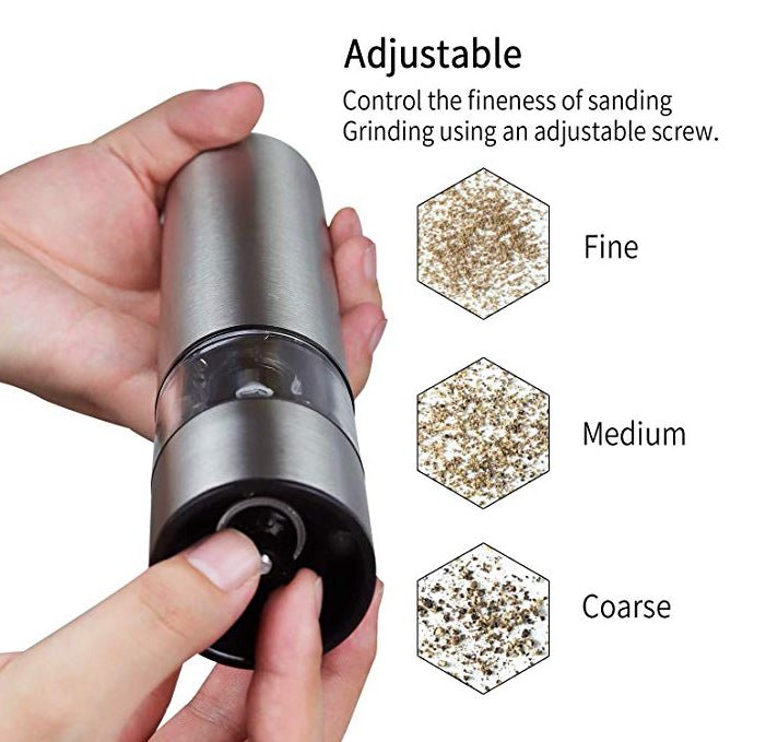 Herzberg RVS Peper/zout molen - LED lichtindicator - Bivakshop