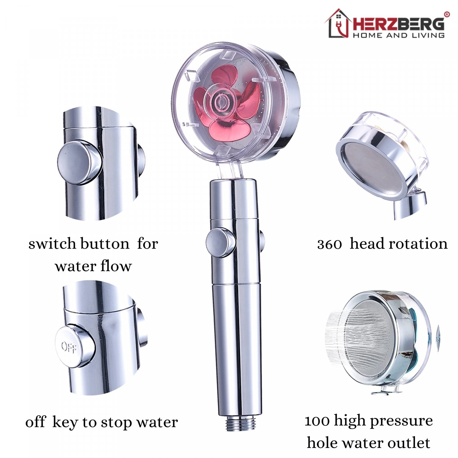 Herzberg Turbo Charger Douchekop Goud - Bivakshop