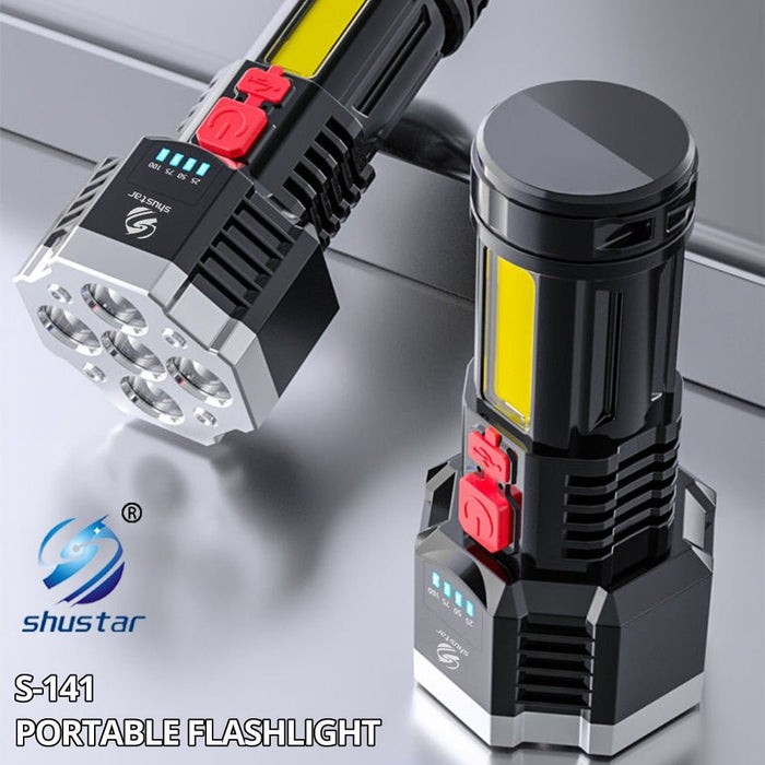 High Power Led Flashlights Cob Side Light Lightweight Outdoor Lighting ABS Material Torch 7LED Rechargeable Flashlight Powerful - Bivakshop