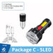 High Power Led Flashlights Cob Side Light Lightweight Outdoor Lighting ABS Material Torch 7LED Rechargeable Flashlight Powerful - Bivakshop