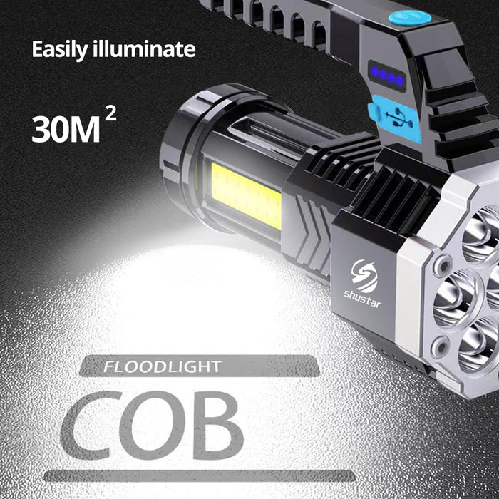 High Power Led Flashlights Cob Side Light Lightweight Outdoor Lighting ABS Material Torch 7LED Rechargeable Flashlight Powerful - Bivakshop