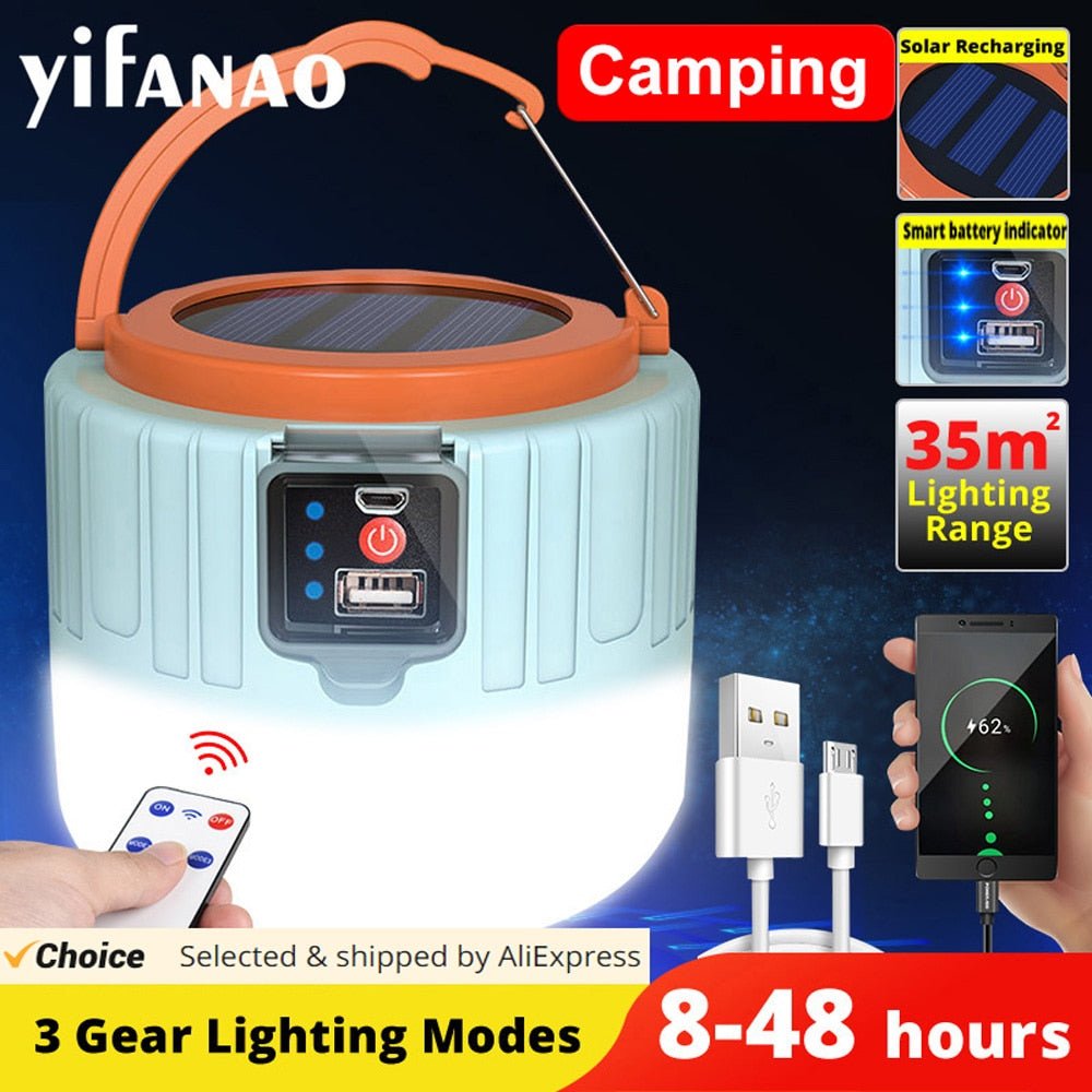 High Power Solar Led Camping Licht - Usb Oplaadbare Lamp - Noodverlichting - Bivakshop