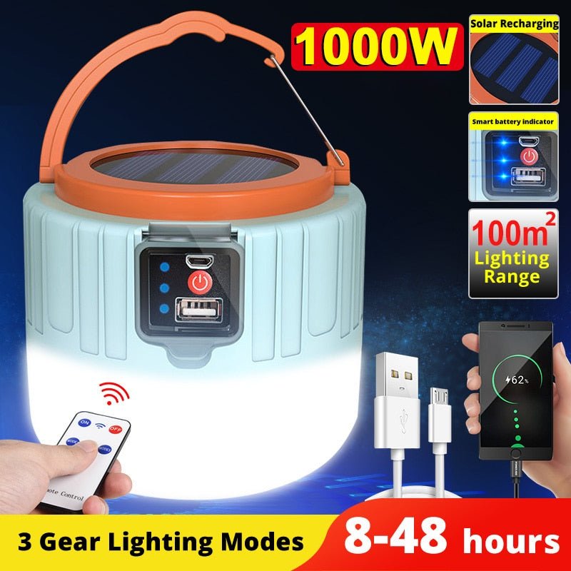 High Power Solar Led Camping Licht - Usb Oplaadbare Lamp - Noodverlichting - Bivakshop