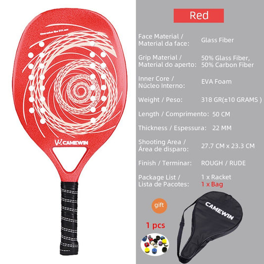 Hoge kwaliteit 3K carbon en glasvezel strand tennisracket set met bal en beschermhoe - Bivakshop