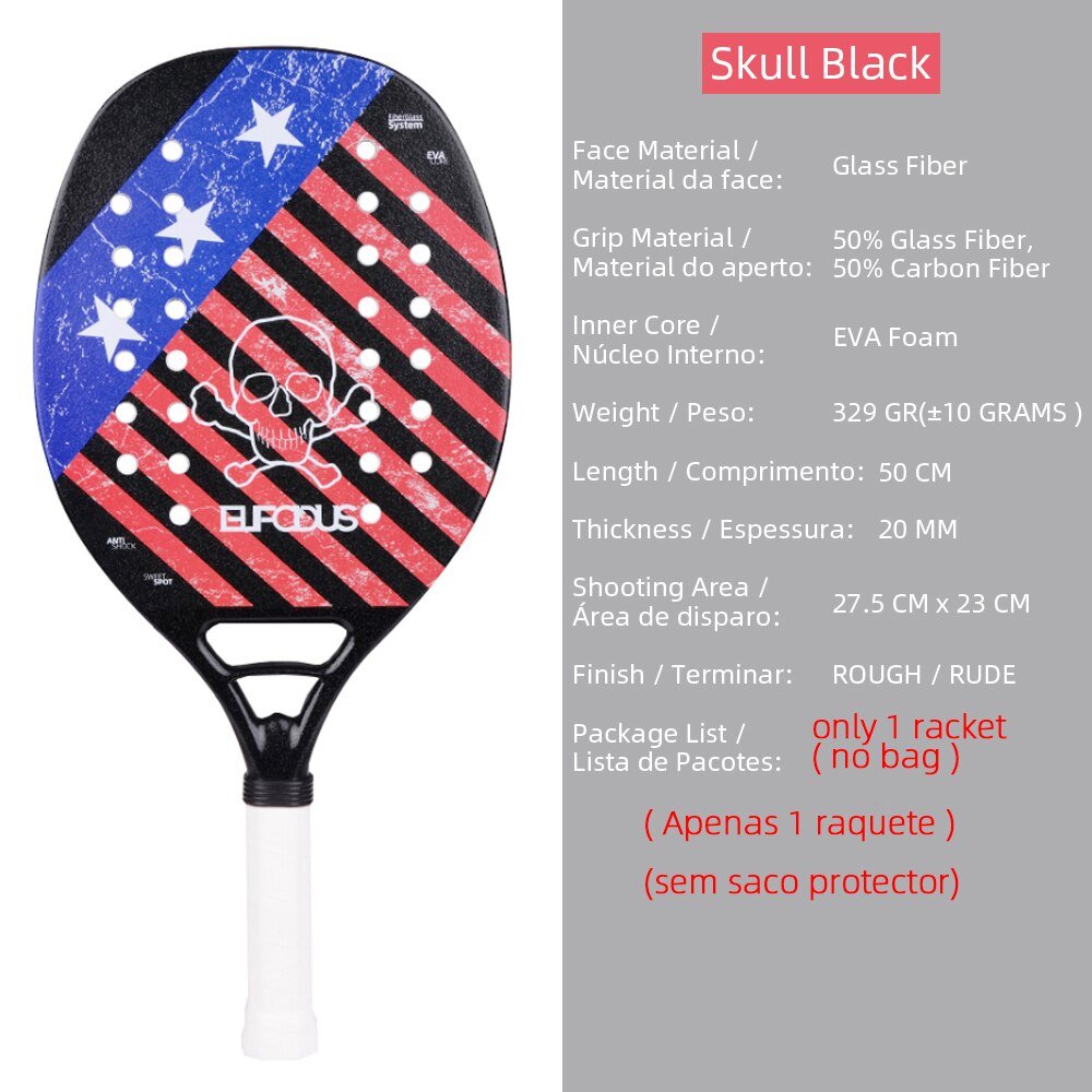Hoge kwaliteit 3K carbon en glasvezel strand tennisracket set met bal en beschermhoe - Bivakshop