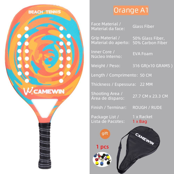 Hoge kwaliteit 3K carbon en glasvezel strand tennisracket set met bal en beschermhoe - Bivakshop