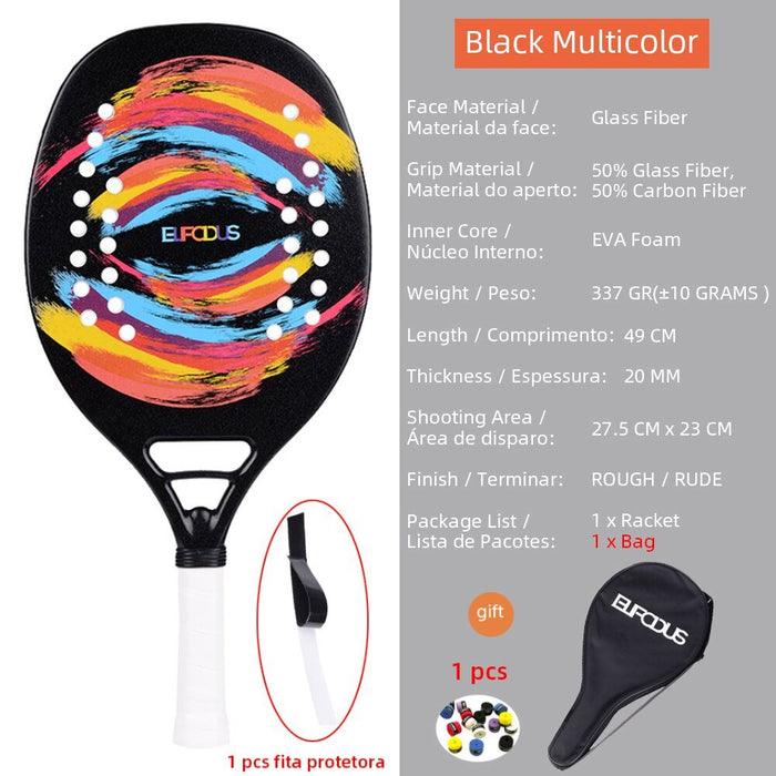Hoge kwaliteit 3K carbon en glasvezel strand tennisracket set met bal en beschermhoe - Bivakshop