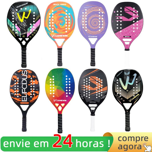 Hoge kwaliteit 3K carbon en glasvezel strand tennisracket set met bal en beschermhoe - Bivakshop