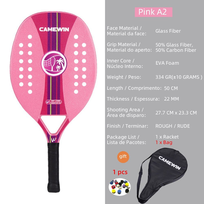 Hoge kwaliteit 3K carbon en glasvezel strand tennisracket set met bal en beschermhoe - Bivakshop