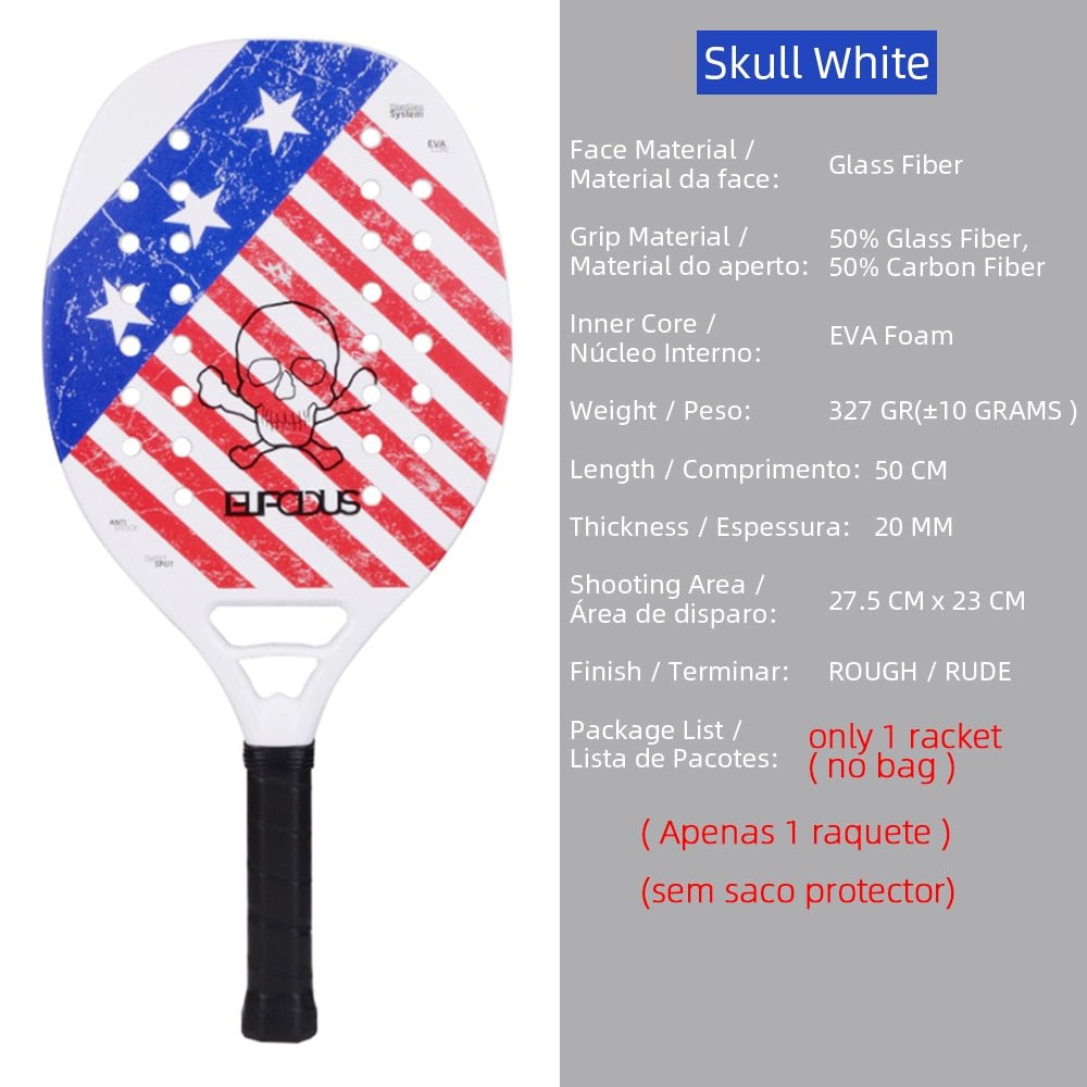 Hoge kwaliteit 3K carbon en glasvezel strand tennisracket set met bal en beschermhoe - Bivakshop