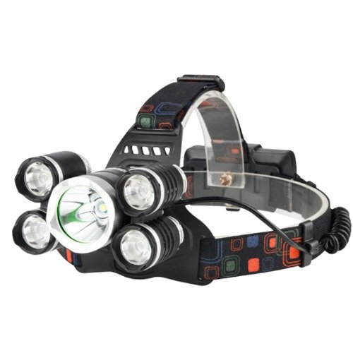 Hoofdlamp - Oplaadbaar - 5 Koplampen - 500 Meter Bereik - 18000 Lumen - Verstelbaar - Bivakshop