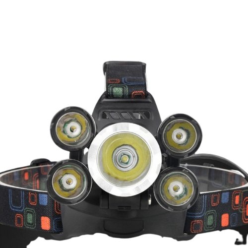 Hoofdlamp - Oplaadbaar - 5 Koplampen - 500 Meter Bereik - 18000 Lumen - Verstelbaar - Bivakshop