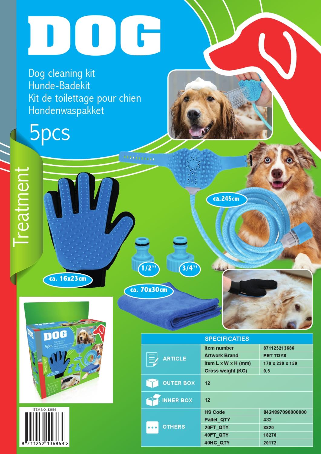 Huisdierbehandeling 5 stuks hondenwasmachine en -reiniger - Badset hond - Bivakshop