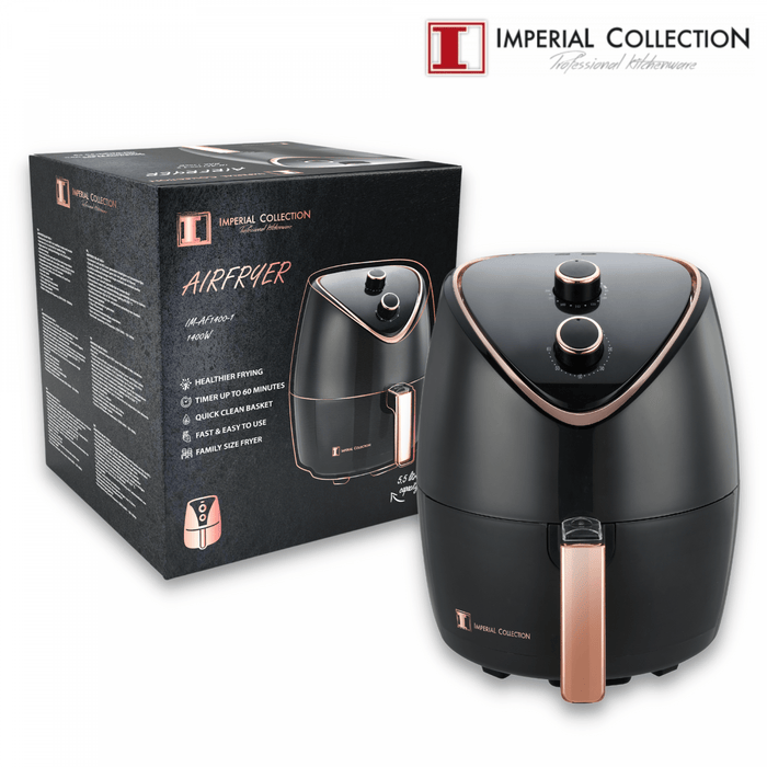 Imperial Collection 1400 W olievrije heteluchtfriteuse voor het hele gezin met handmatige draaiknop - Bivakshop