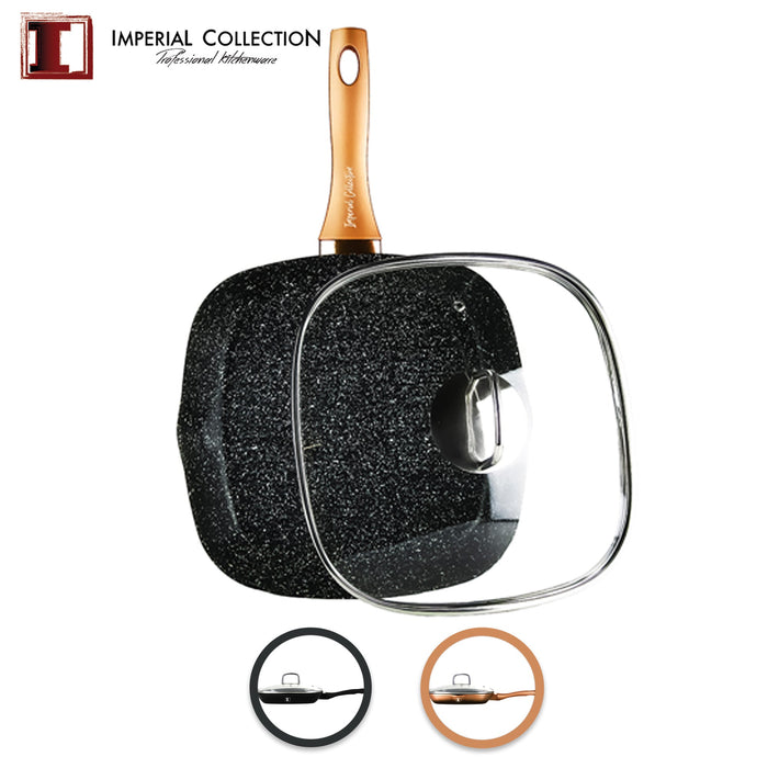 Imperial Collection 28 cm Marmer Gecoate Grillpan Zwart - Bivakshop