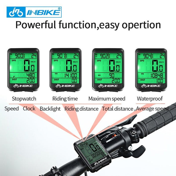 Inbike regendichte fietscomputer - draadloze kilometerteller voor MTB fiets - Waterdicht fiets horloge met stopwatch en temperatuurmeting - Led - scherm - IC321 - Bivakshop