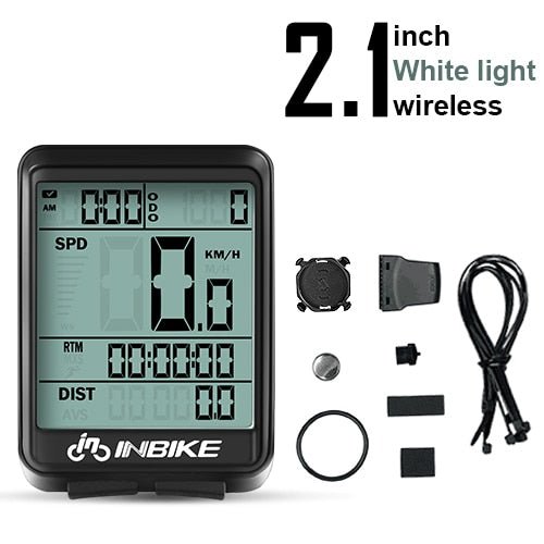 Inbike regendichte fietscomputer - draadloze kilometerteller voor MTB fiets - Waterdicht fiets horloge met stopwatch en temperatuurmeting - Led - scherm - IC321 - Bivakshop