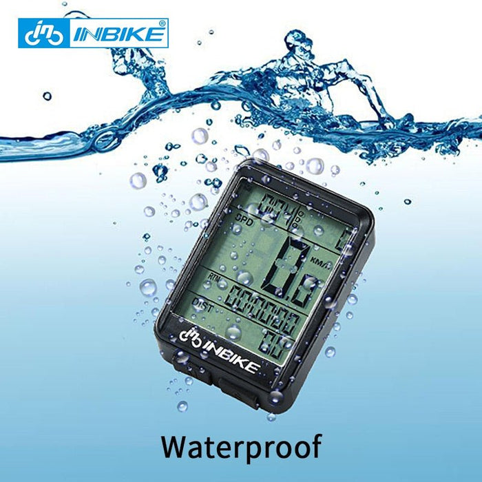 Inbike regendichte fietscomputer - draadloze kilometerteller voor MTB fiets - Waterdicht fiets horloge met stopwatch en temperatuurmeting - Led - scherm - IC321 - Bivakshop
