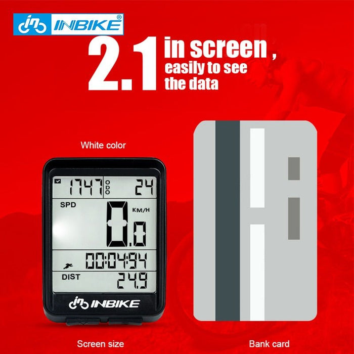 Inbike regendichte fietscomputer - draadloze kilometerteller voor MTB fiets - Waterdicht fiets horloge met stopwatch en temperatuurmeting - Led - scherm - IC321 - Bivakshop