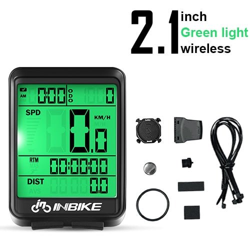 Inbike regendichte fietscomputer - draadloze kilometerteller voor MTB fiets - Waterdicht fiets horloge met stopwatch en temperatuurmeting - Led - scherm - IC321 - Bivakshop
