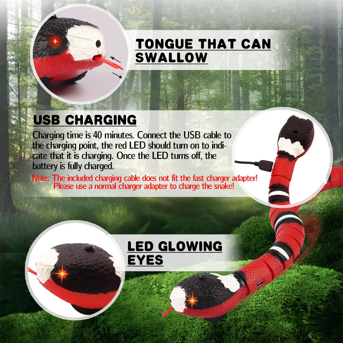Interactief smart sensing USB oplaadbaar kattenspeelgoed - Levensechte Ratelslang sensatie! - Bivakshop