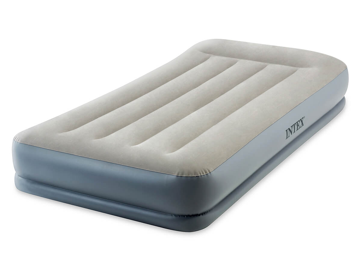 Intex pillow rest mid-rise luchtbed - Eenpersoons luxe met ingebouwd hoofdkussen en elektrische pomp - Bivakshop