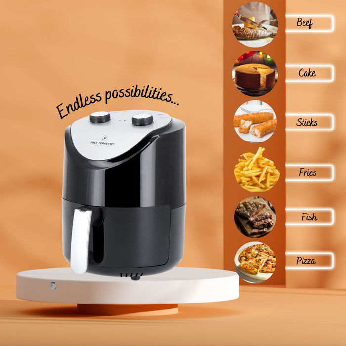 Just Perfecto JL-14: 1200 W luchtfriteuse met dubbele draaiknop - 3,5 liter - Bivakshop