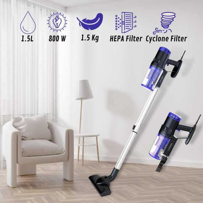 Just Perfecto JL-17: Blauwe 3-in-1 stofzuiger 800W met stok - Bivakshop