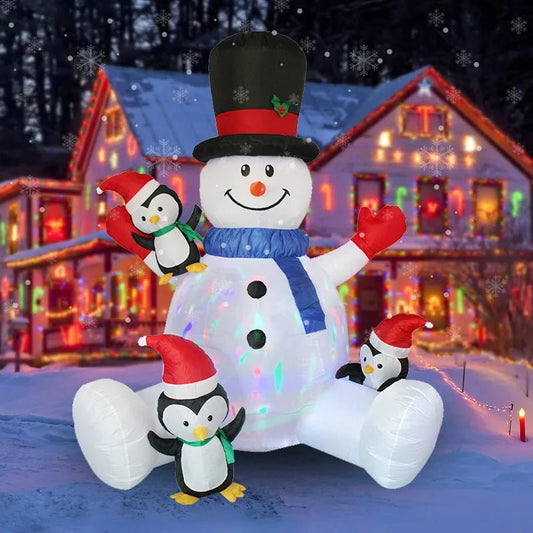 Kerst opblaasbare sneeuwpop pinguïn - Gestapeld arhat met led-verlichting - Bivakshop