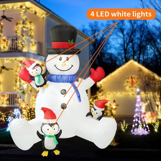 Kerst opblaasbare sneeuwpop pinguïn - Gestapeld arhat met led-verlichting - Bivakshop