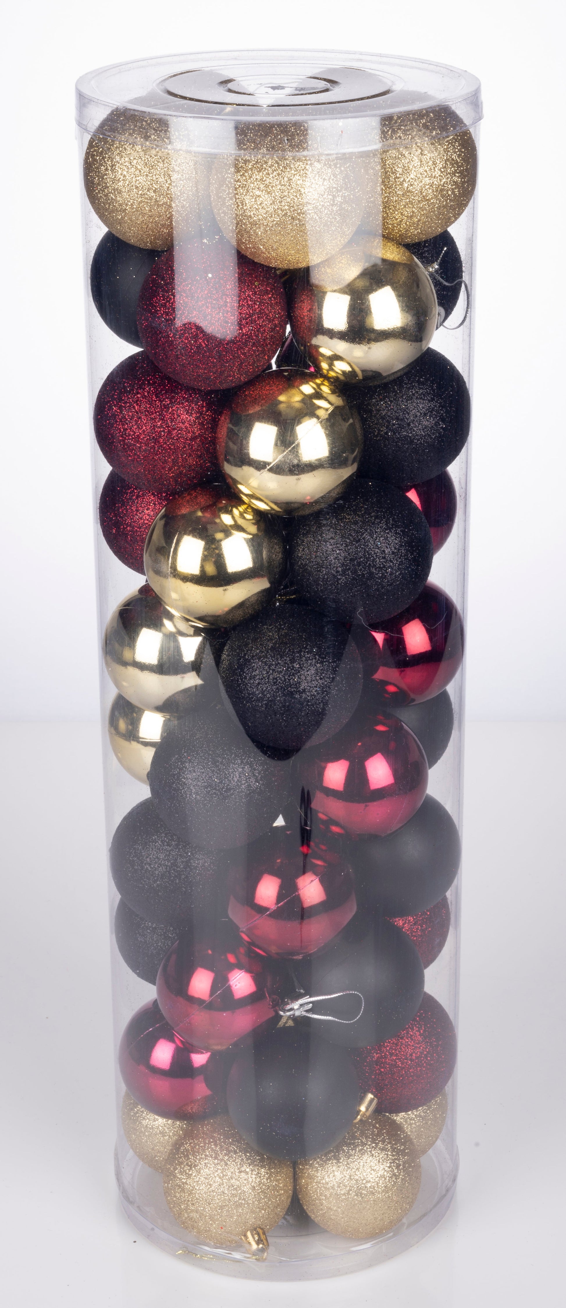 Kerstballen Set 50 Stuks Zwart/Goud/Rood - Bivakshop