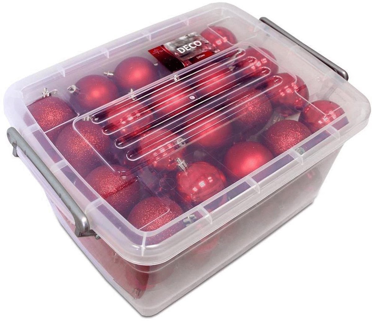 Kerstballen Set Rood 70 Stuks Incl. Kerst Opbergbox - Bivakshop
