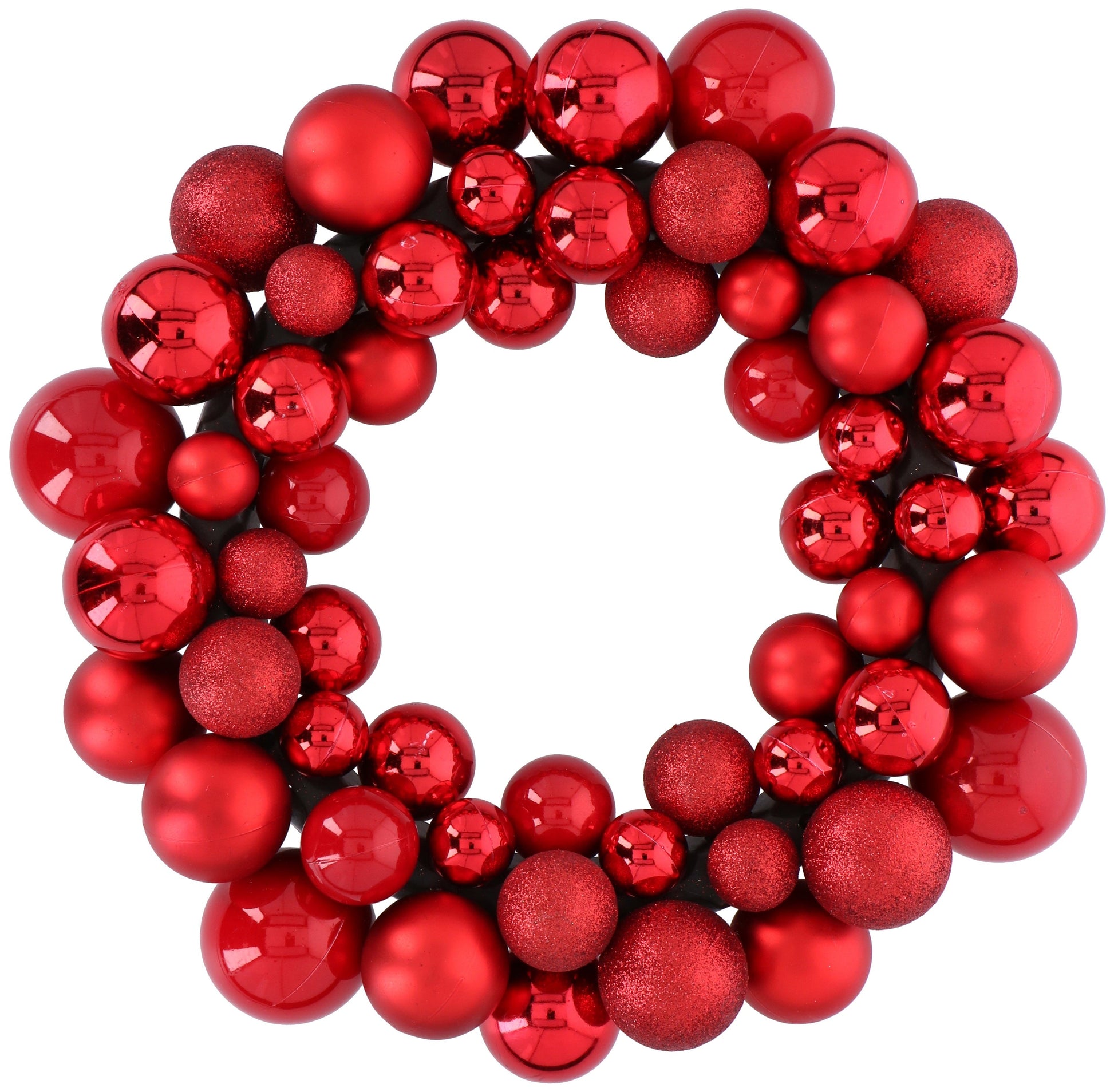 Kerstkrans Met 55 Kunststof Kerstballen Rood - Bivakshop