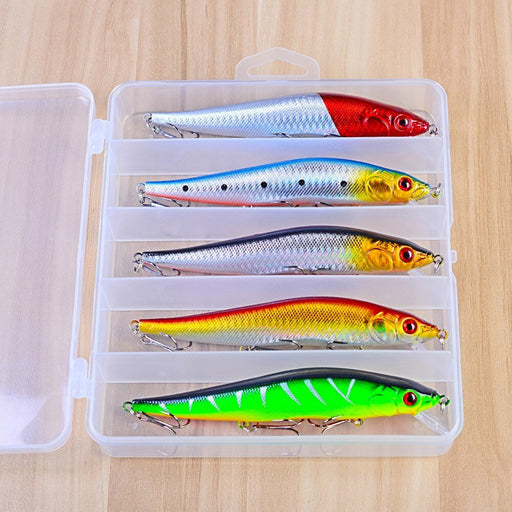 Kunstaas - Pluggen - 5 stuks incl. opbergdoos - Minnow - 140 mm- 20,5 gram - Bivakshop
