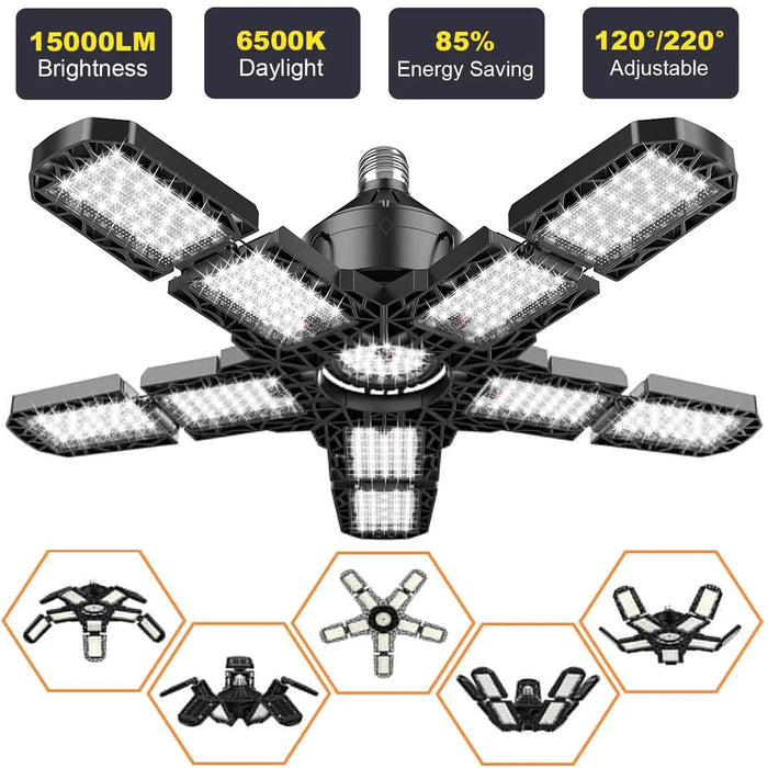 Leclstar LED garageverlichting - 80W deformeerbare plafondlamp met 3 verstelbare panelen - Bivakshop