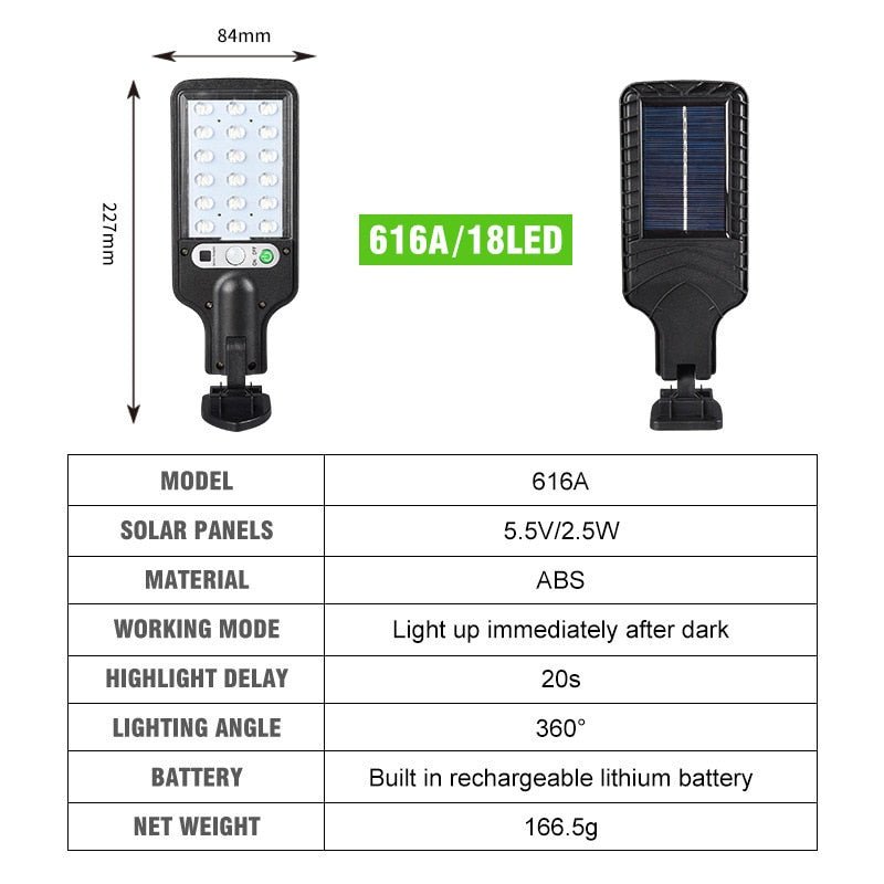 Led solar terraslicht met sensor - Straatlamp - Zonnepaneel - Oplaadbaar lithium batterij - Bivakshop