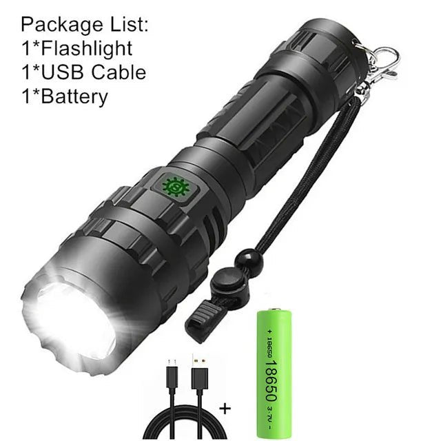LED Tactische jacht zaklamp - USB oplaadbaar waterdicht zaklamp professionele licht set - Bivakshop