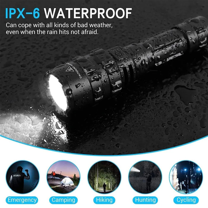LED Tactische jacht zaklamp - USB oplaadbaar waterdicht zaklamp professionele licht set - Bivakshop